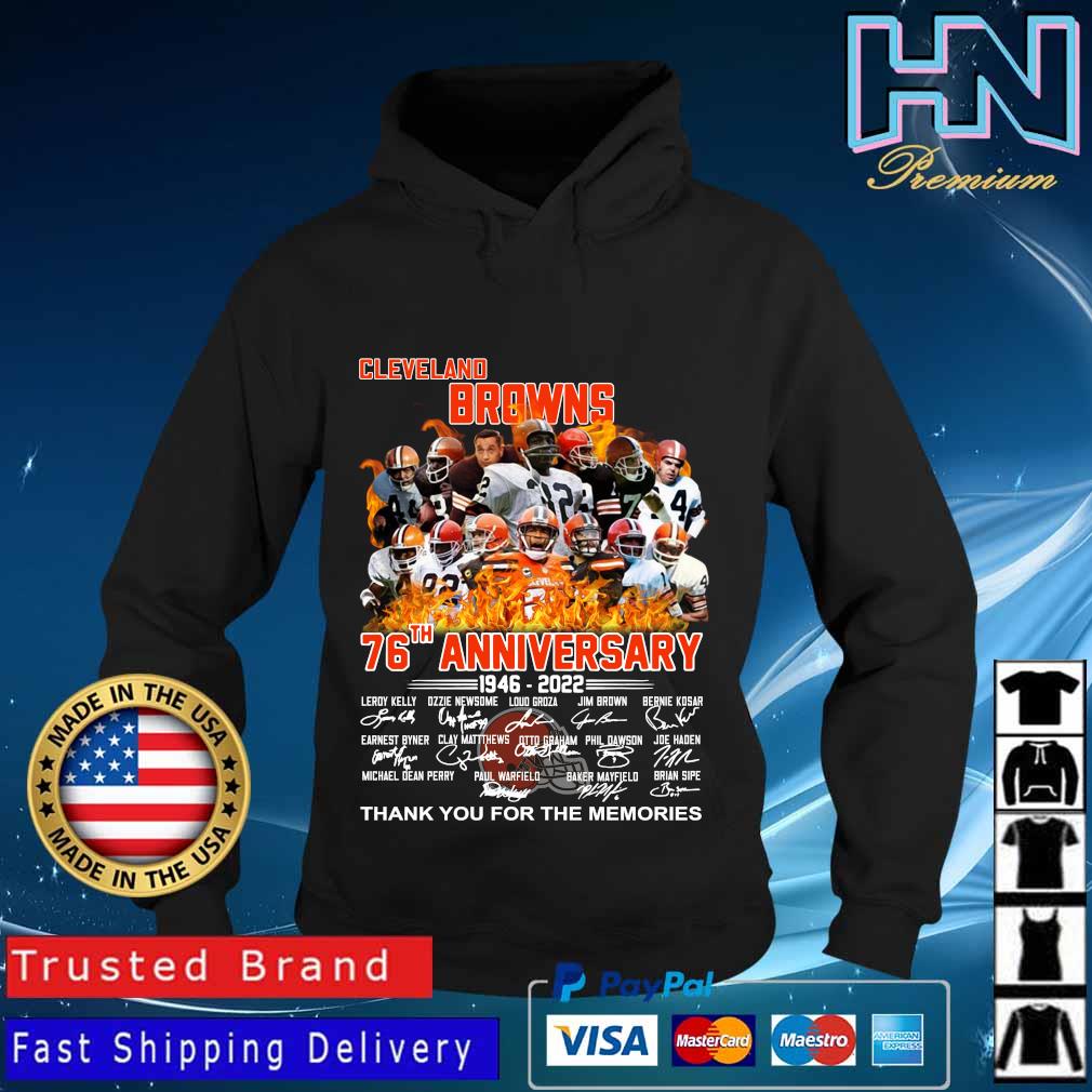 Cleveland Browns 76th Anniversary 1946-2022 thank you for the memories signatures s Hoodie