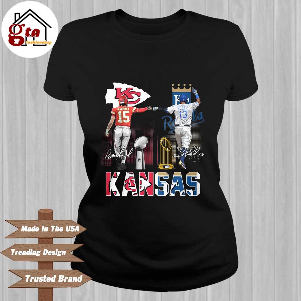 Patrick Mahomes Kansas City Chiefs vs Salvador Pérez Kansas City Royals  Kansas City 2021 signatures shirt, hoodie, sweater, long sleeve and tank top