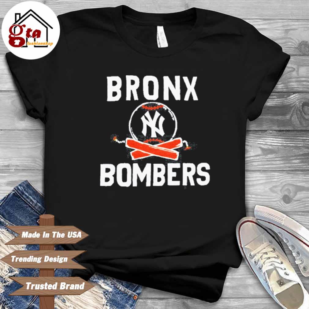 Bronx Bombers Yankees T-Shirt from Homage. | Navy | Vintage Apparel from Homage.
