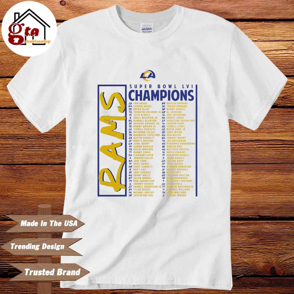 Los Angeles Rams Super Bowl LVI Champions players names shirt