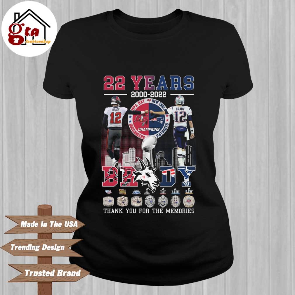 22 Years 20002022 Tom Brady New England Patriots Tampa Bay Buccaneers Thank  You For The Memories Shirt - Crapytee