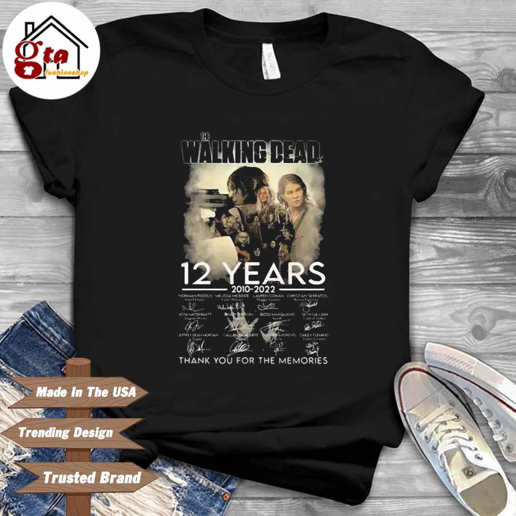 12 years 2010-2022 The Walking Dead Signatures Thank You For The Memories T-Shirt