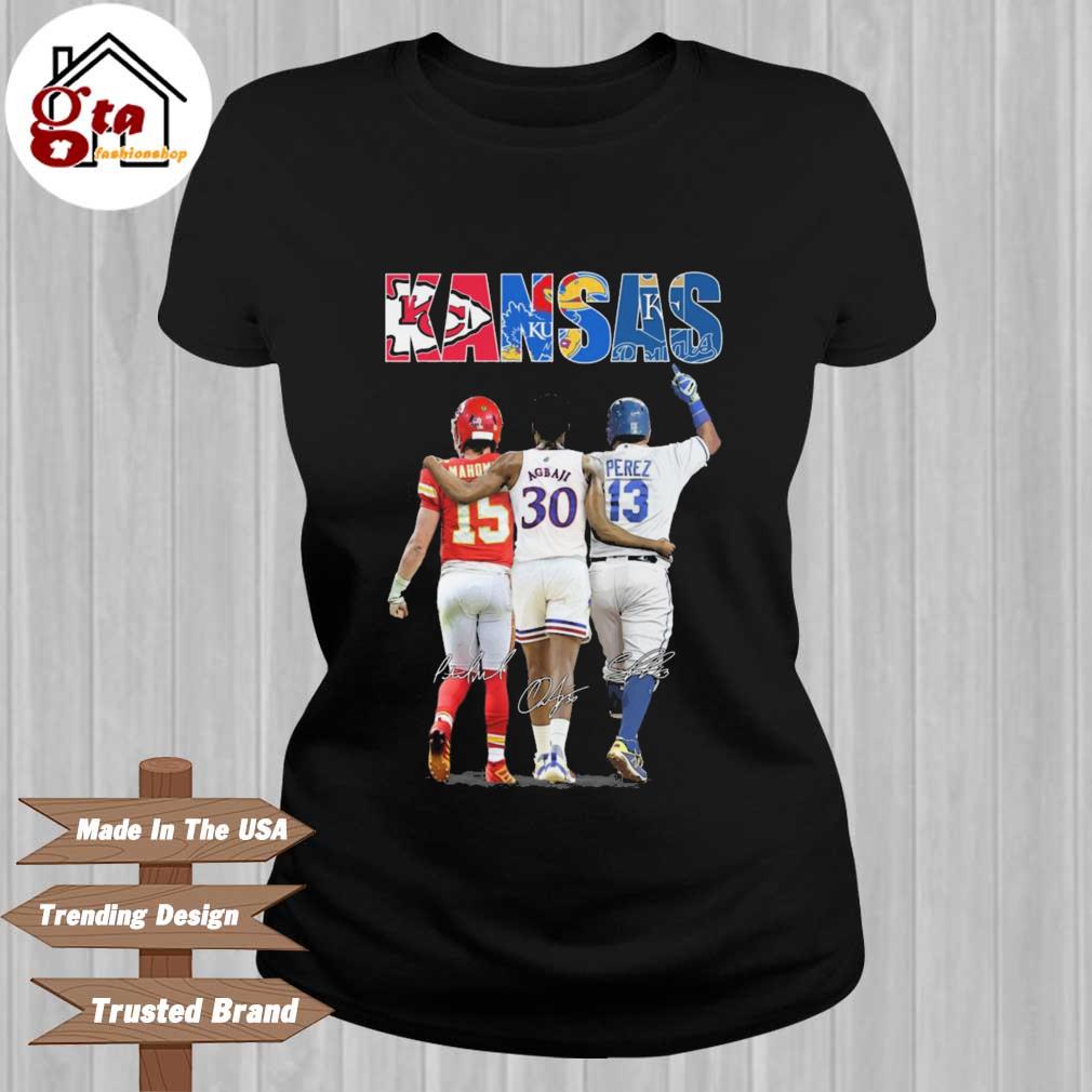 Official Kansas Jayhawks and Kansas City Chiefs Kansas City Royals Mahomes  Agbaji Perez Signatures Shirt - Teespix - Store Fashion LLC