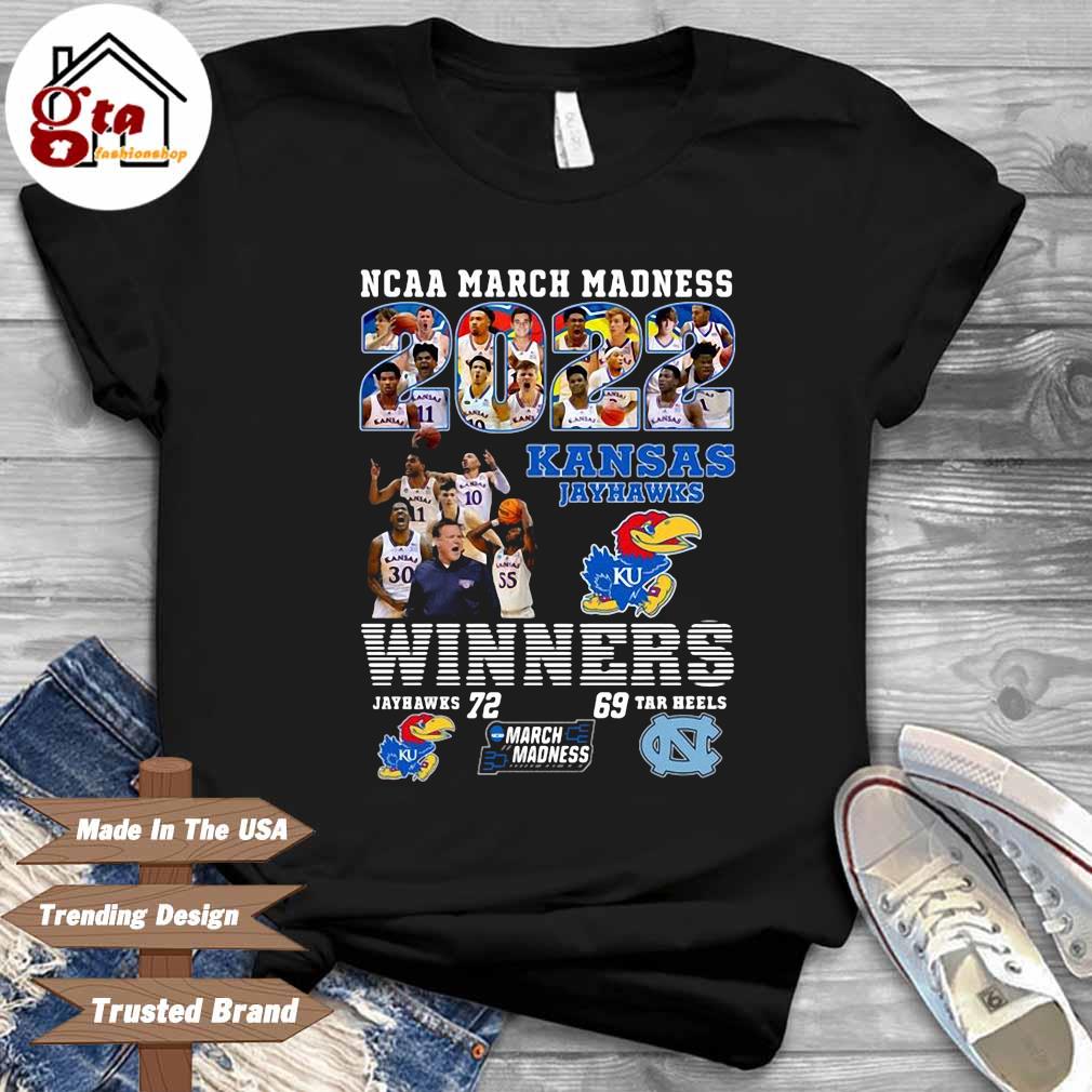 Official Kansas Jayhawks NCAA March Madness 2022 Winners Jayhawks 72 Tar Heels 69 shirt