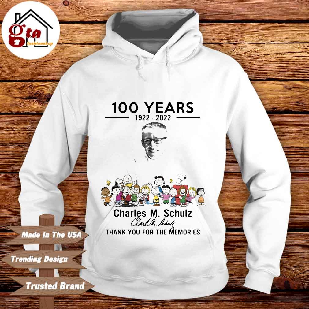 100 years 1922 2022 Charles M. Schulz signature thank you for the memories Hoodie