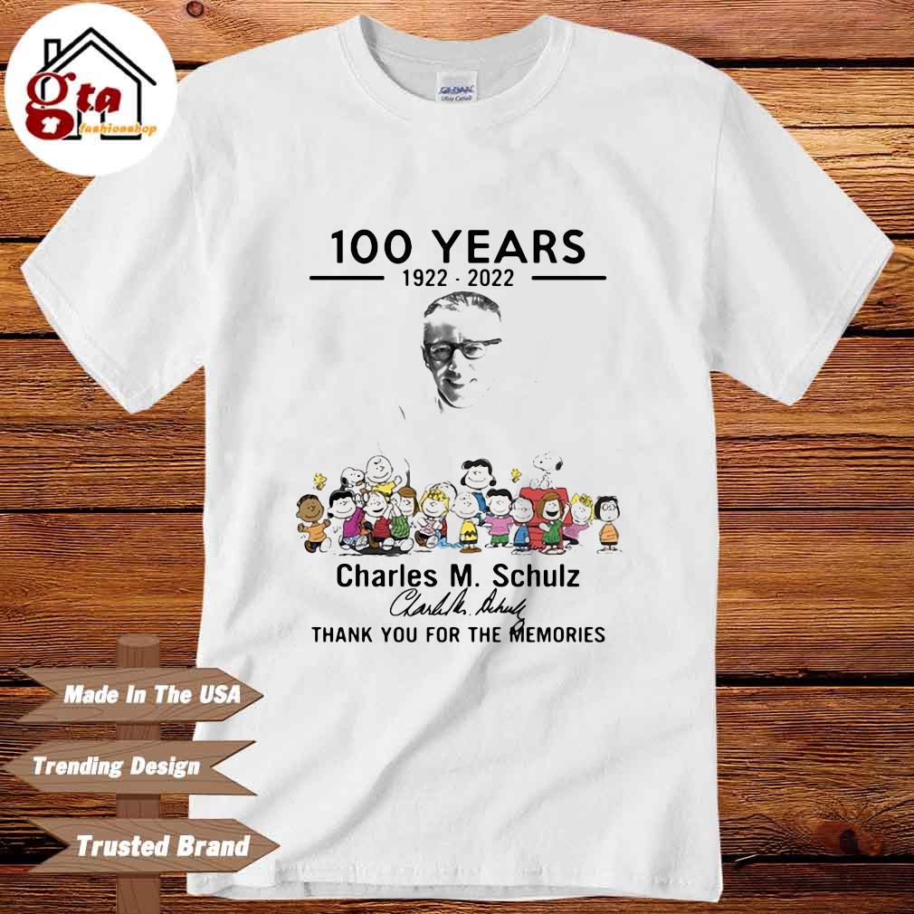 100 years 1922 2022 Charles M. Schulz signature thank you for the memories shirt
