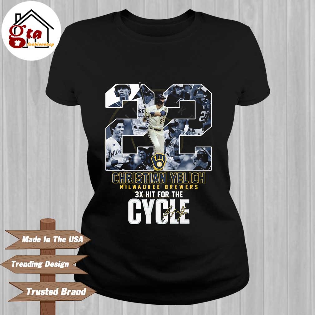 Christian Yelich Milwaukee Brewers 3x Hot For The Cycle Signatures Shirt,  hoodie, sweater, long sleeve and tank top