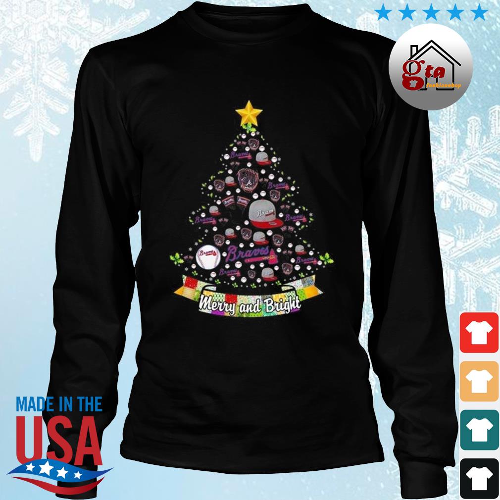 Merry And Bright Atlanta Braves MLB Christmas Tree 2022 Shirt Longsleeve den