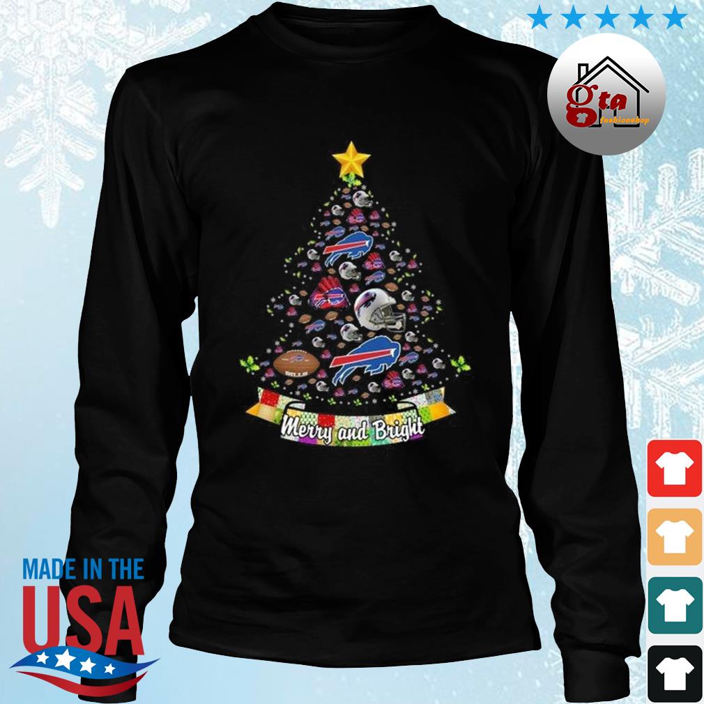 Merry And Bright Buffalo Bills NFL Christmas Tree 2022 Shirt Longsleeve den