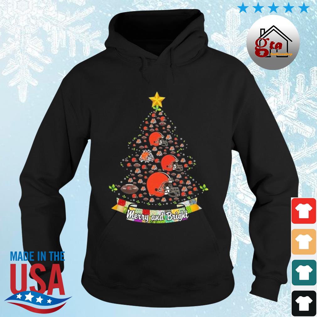 Merry And Bright Cleveland Browns NFL Christmas Tree 2022 Shirt hoodie