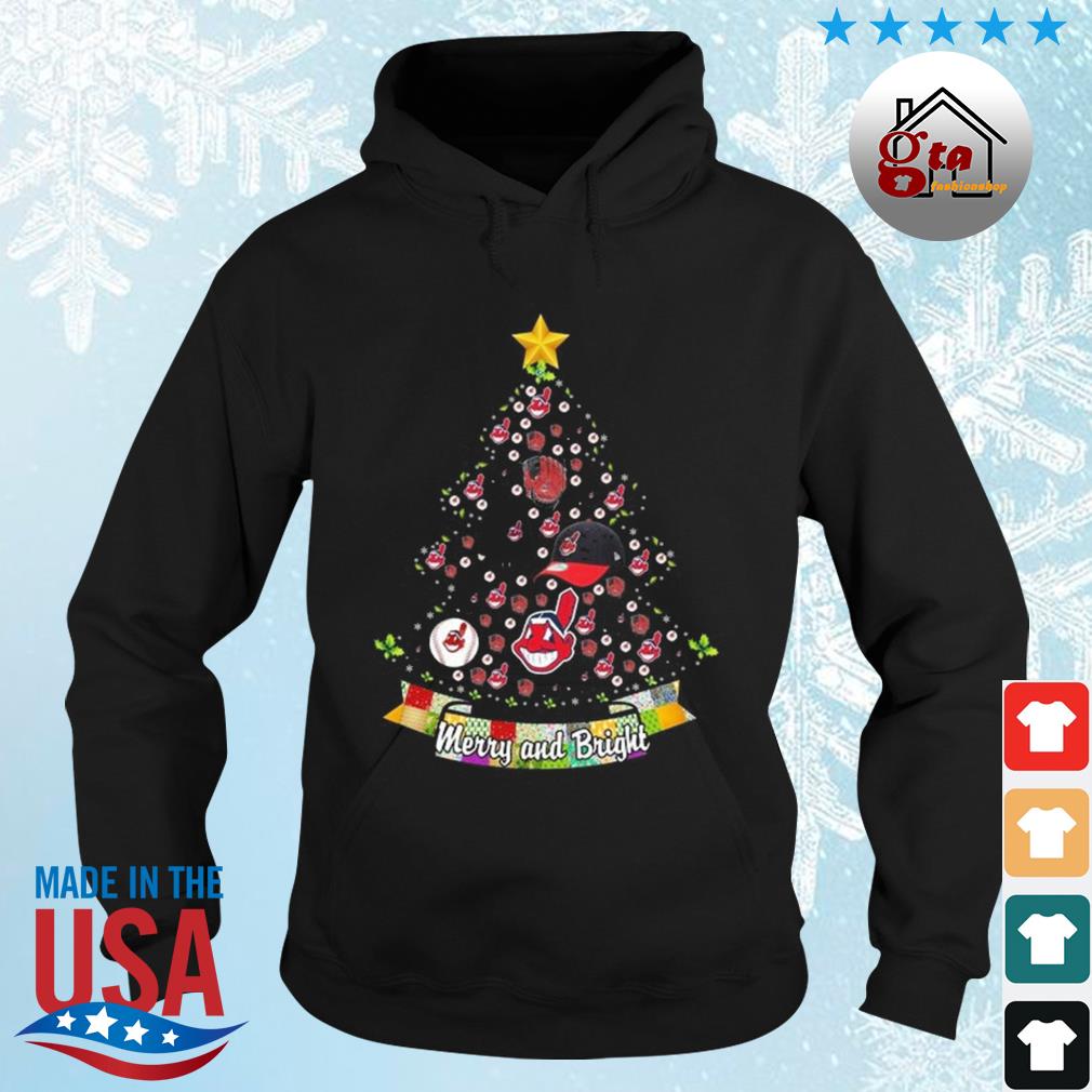 Merry And Bright Cleveland Indians MLB Christmas Tree 2022 Shirt hoodie