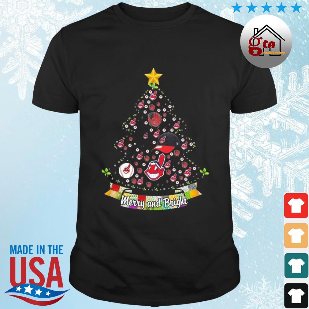 Merry And Bright Cleveland Indians MLB Christmas Tree 2022 Shirt