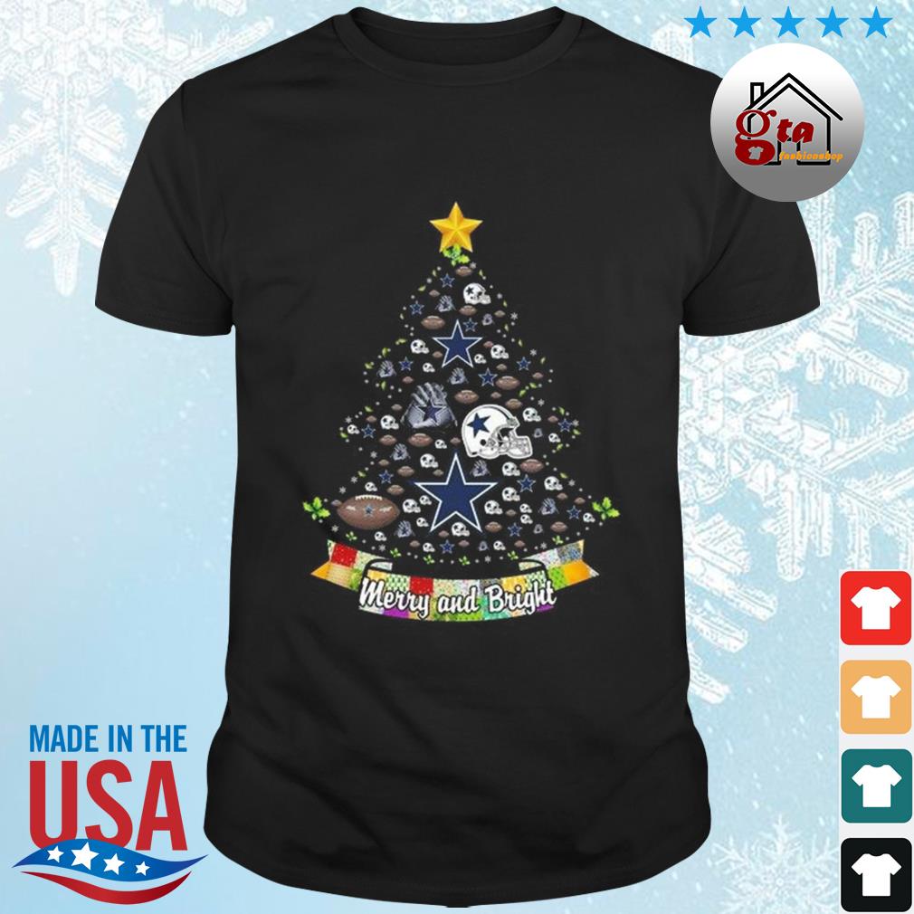 Merry And Bright Dallas Cowboys NFL Christmas Tree 2022 Shirt
