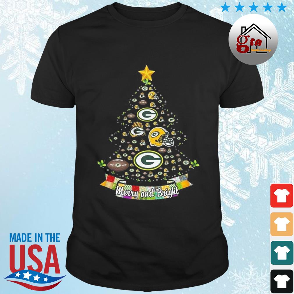 Merry And Bright Green Bay Packers NFL Christmas Tree 2022 Shirt