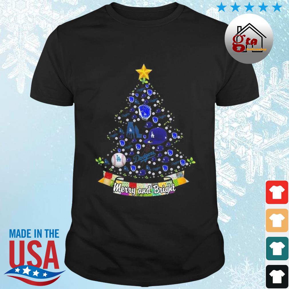 Merry And Bright Los Angeles Dodgers MLB Christmas Tree 2022 Shirt