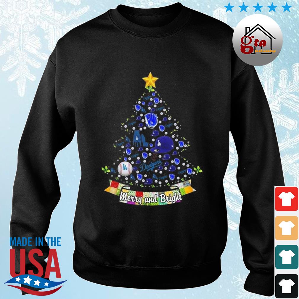 Merry And Bright Los Angeles Dodgers MLB Christmas Tree 2022 Shirt sweater