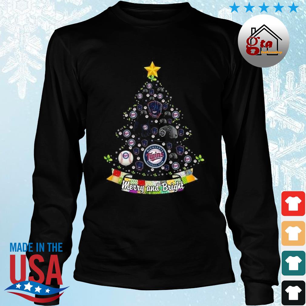 Merry And Bright Minnesota Twins MLB Christmas Tree 2022 Shirt Longsleeve den