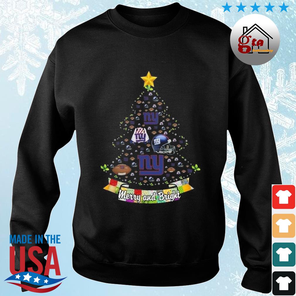 Merry And Bright New York Giants NFL Christmas Tree 2022 Shirt sweater