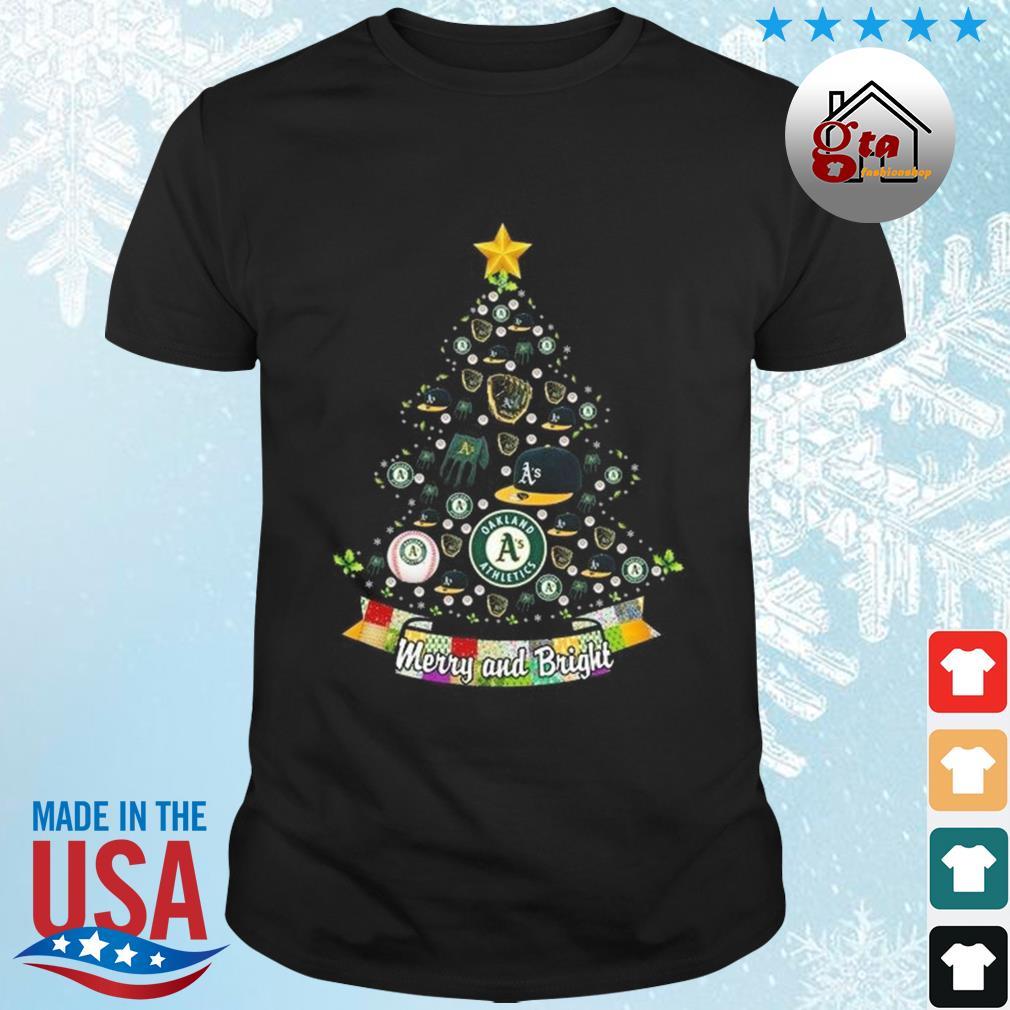Merry And Bright Oakland Athletics MLB Christmas Tree 2022 Shirt