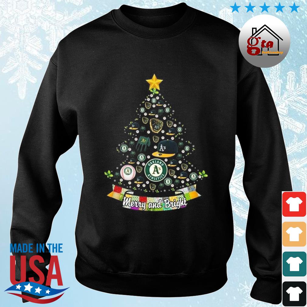 Merry And Bright Oakland Athletics MLB Christmas Tree 2022 Shirt sweater