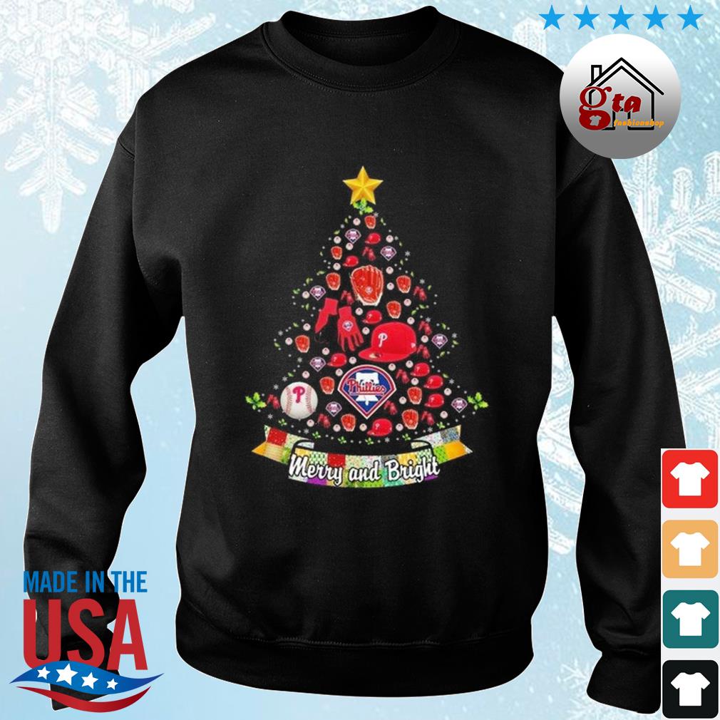 Merry And Bright Philadelphia Phillies MLB Christmas Tree 2022 Shirt sweater