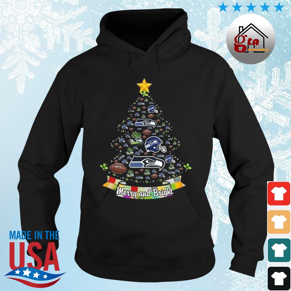 Merry And Bright Seattle Seahawks NFL Christmas Tree 2022 Shirt hoodie