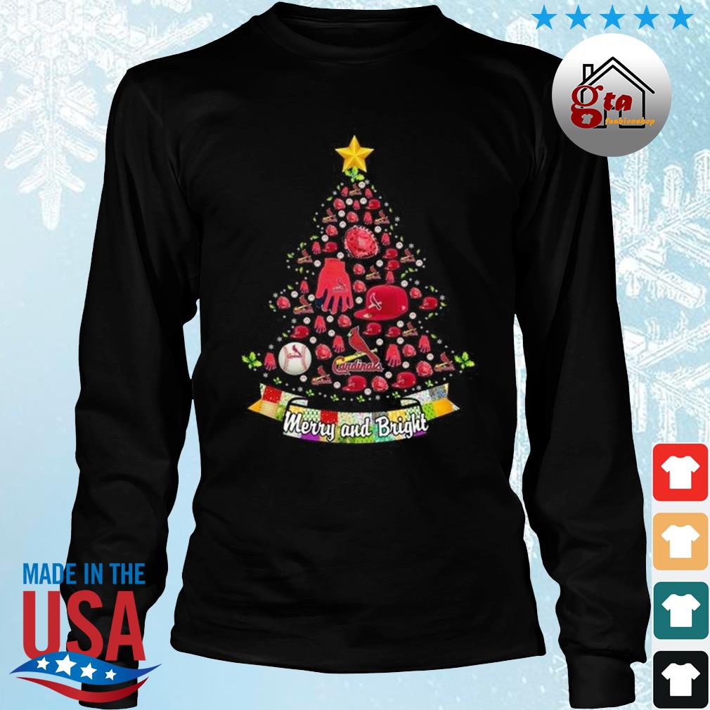 Merry And Bright St. Louis Cardinals MLB Christmas Tree 2022 Shirt Longsleeve den