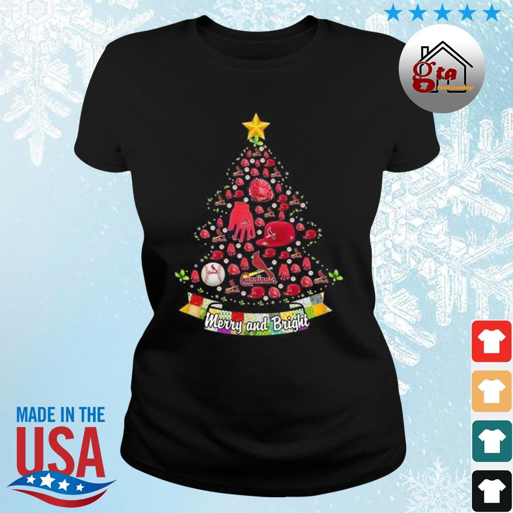 Merry And Bright St. Louis Cardinals MLB Christmas Tree 2022 Shirt ladies