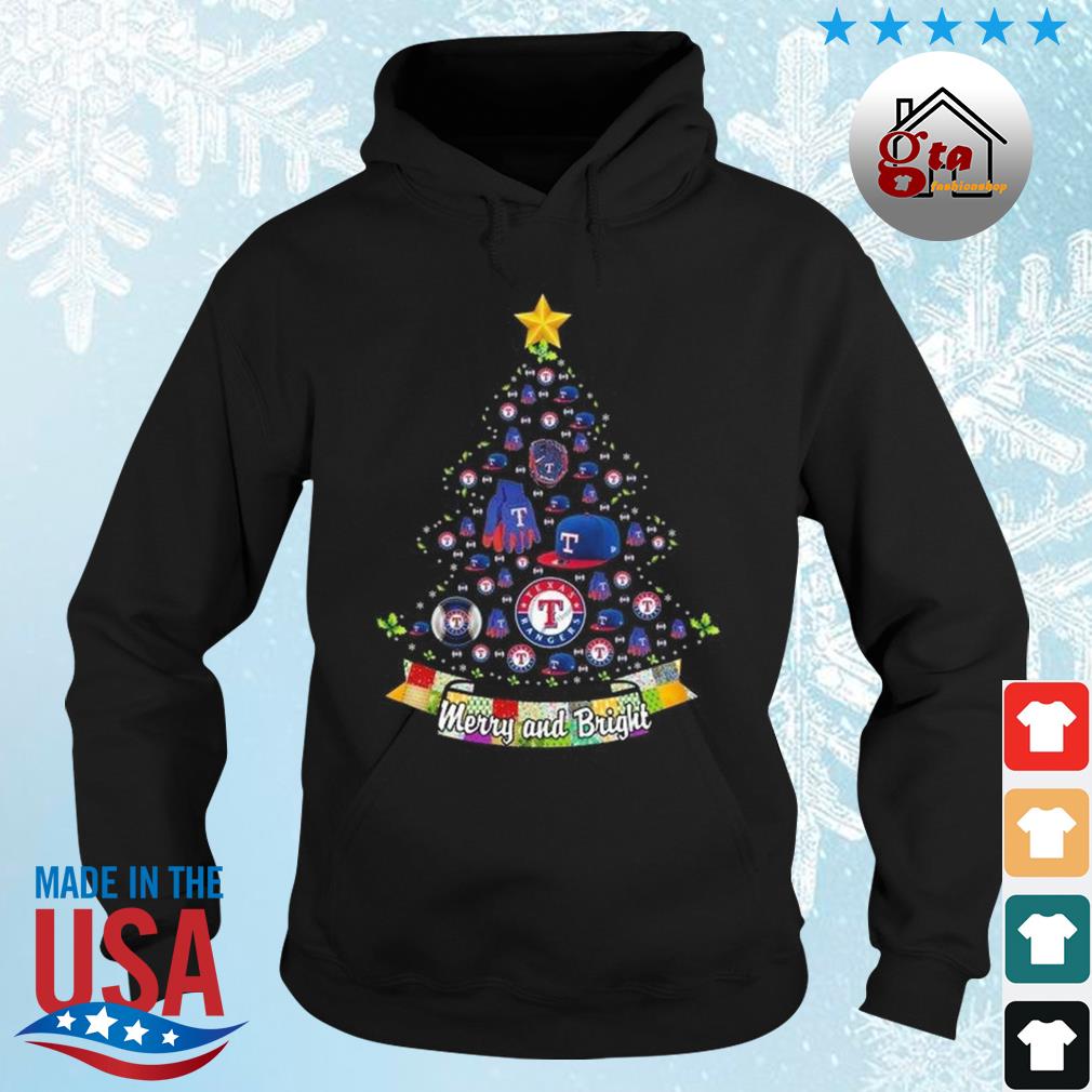 Merry And Bright Texas Rangers MLB Christmas Tree 2022 Shirt hoodie