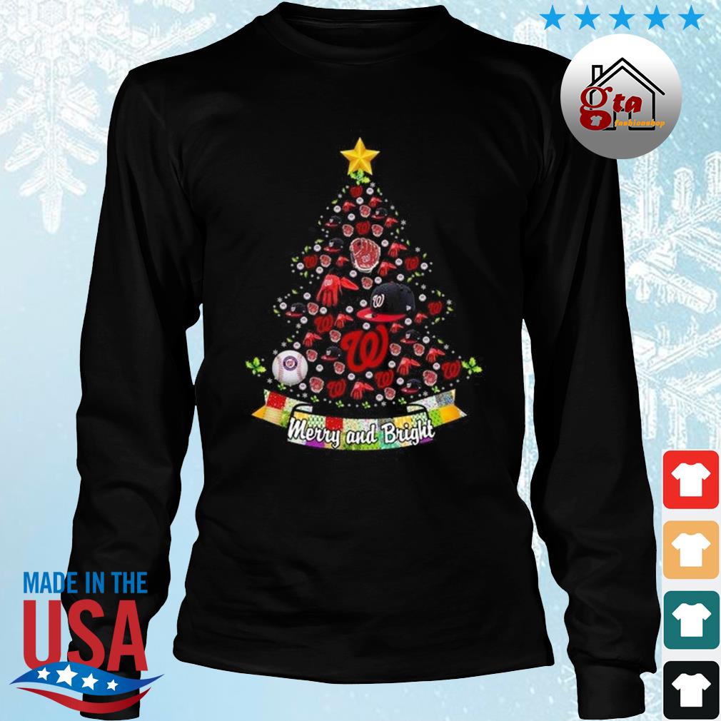 Merry And Bright Washington Nationals MLB Christmas Tree 2022 Shirt Longsleeve den