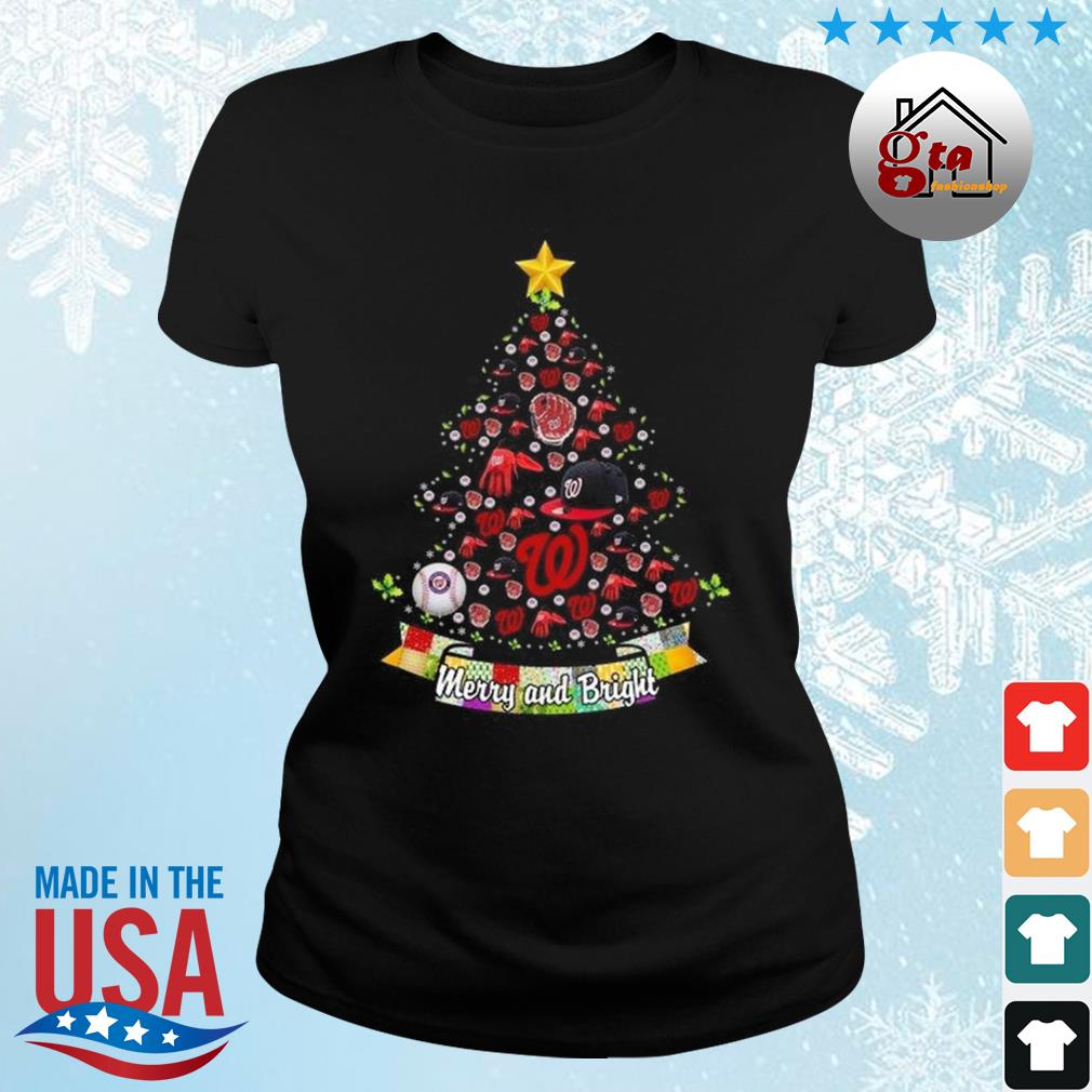 Merry And Bright Washington Nationals MLB Christmas Tree 2022 Shirt ladies