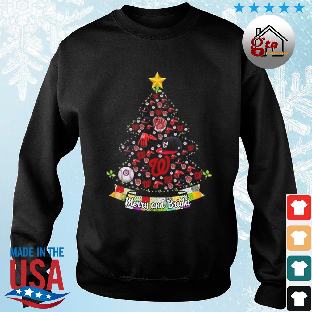 Merry And Bright Washington Nationals MLB Christmas Tree 2022 Shirt sweater