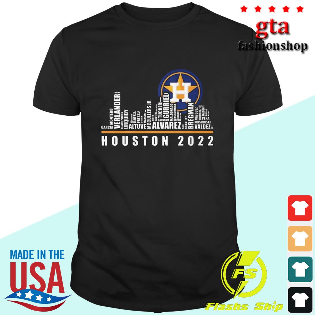 Houston 2022 Houston Astros baseball players name skyline signatures shirt,  hoodie, sweater, long sleeve and tank top