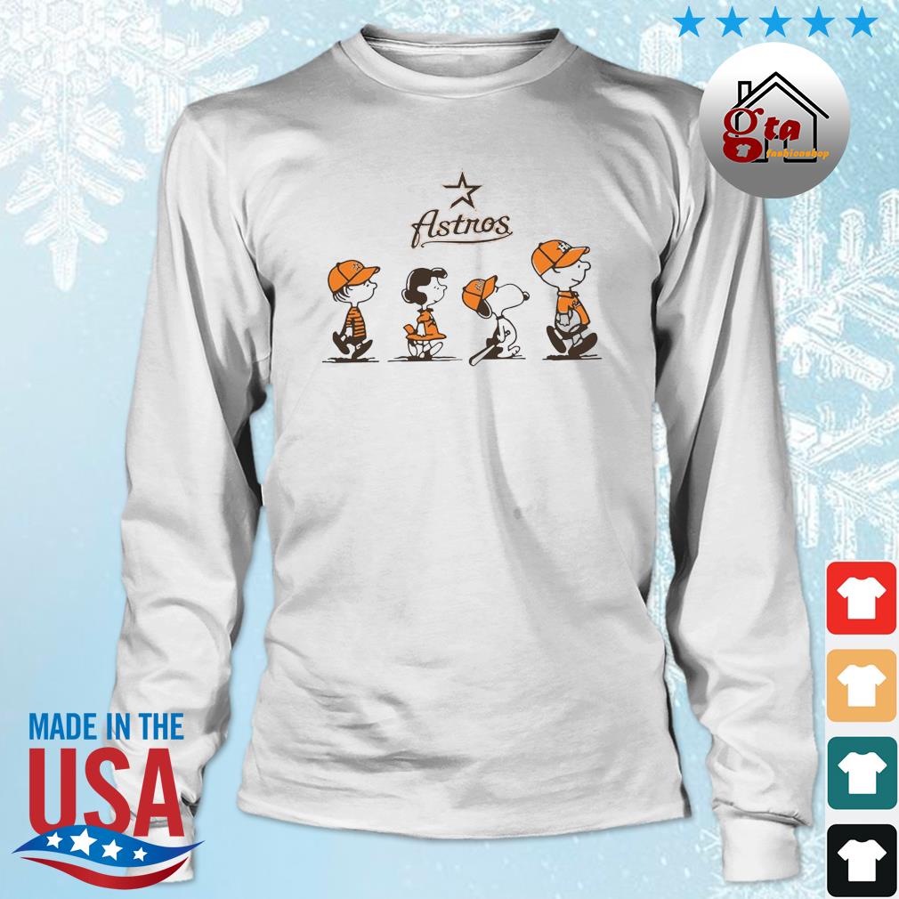 MLB Peanuts Snoopy And Friends Road Houston Astros 2022 Baseball Shirt Longsleeve trang