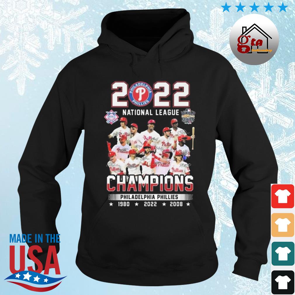 Philadelphia Phillies 2022 National League Champions 1980 2008 2022 Signatures Shirt hoodie