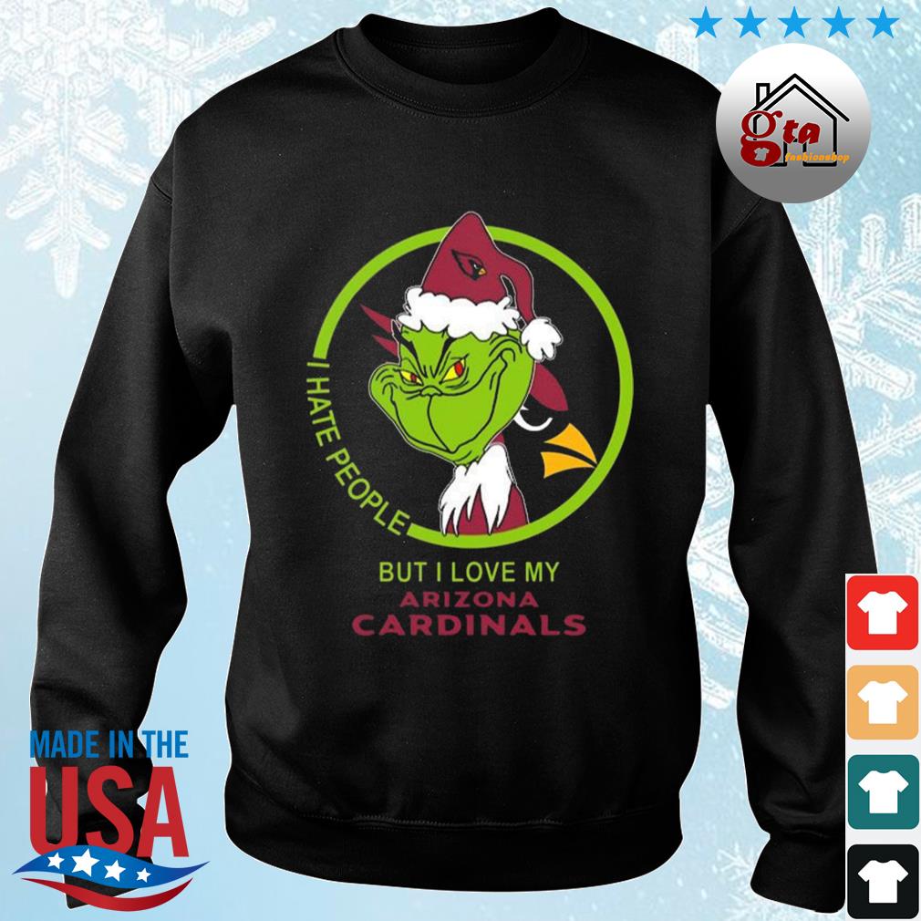 Arizona Cardinals NFL Christmas Santa Grinch I Hate People But I Love My Favorite Football Team Sweater