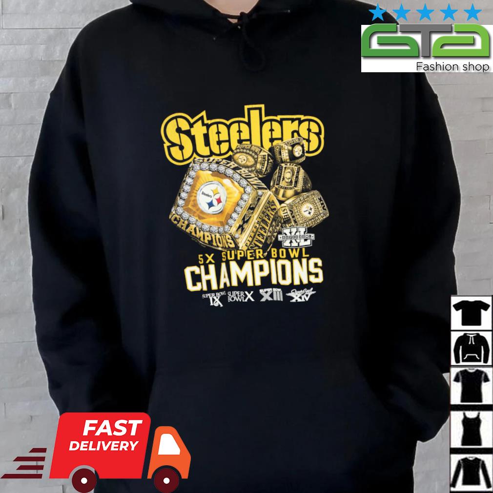 Pittsburgh Steelers 5X Super Bowl Champions T-Shirt Medium