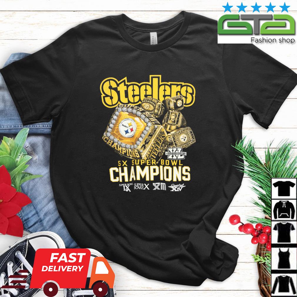 Black NFL Steelers 5x SuperBowl Champions Vintage Shirt