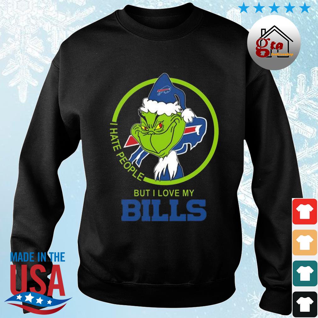Buffalo Bills NFL Christmas Grinch I Hate People But I Love My Favorite Football Team Sweater