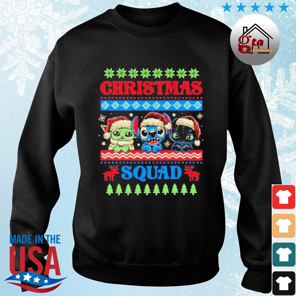 Christmas Squad Baby Yoda Stitch And Toothless Christmas 2022 Sweater