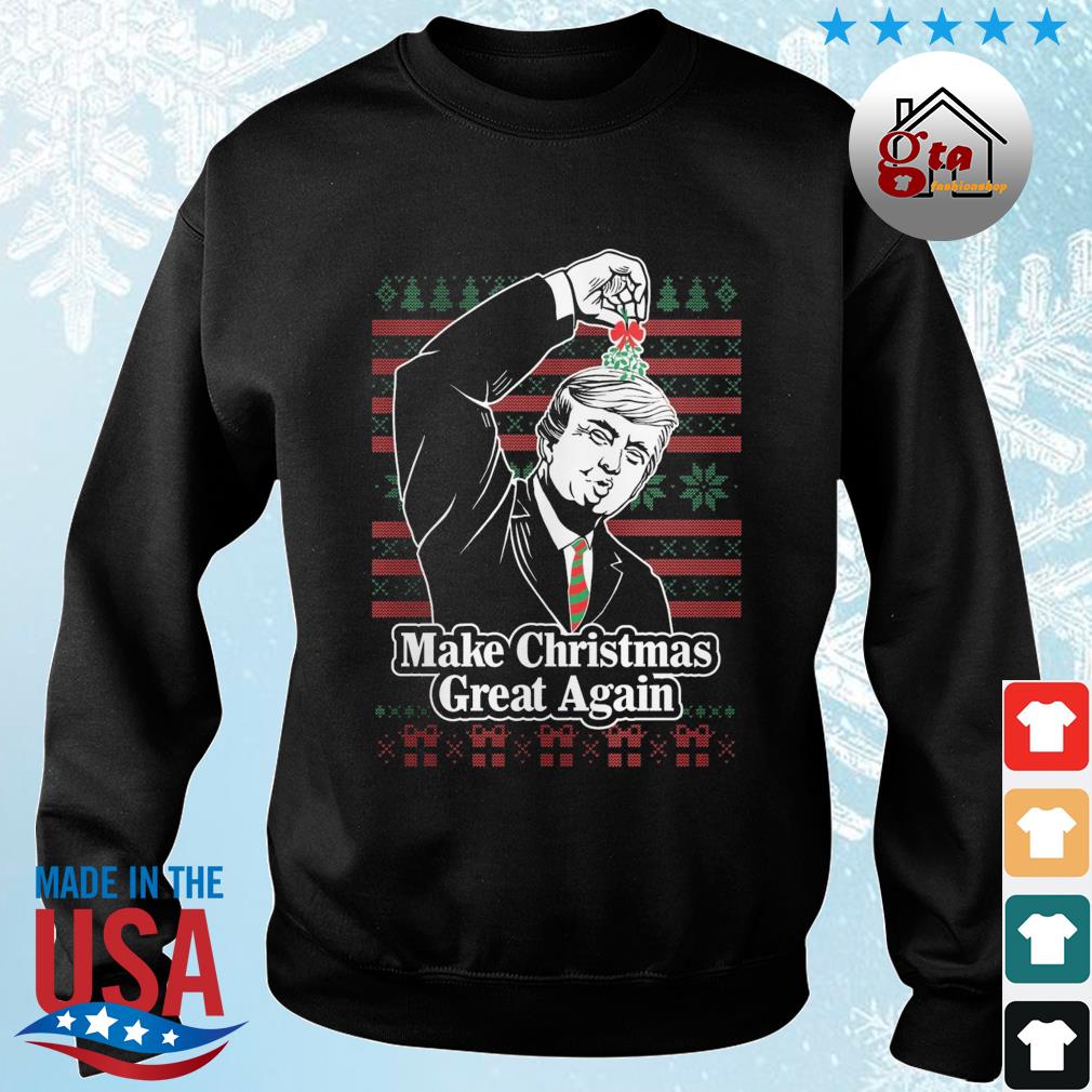 Donald Trump Make Christmas Great Again Mistletoe Ugly Christmas 2022 Sweater
