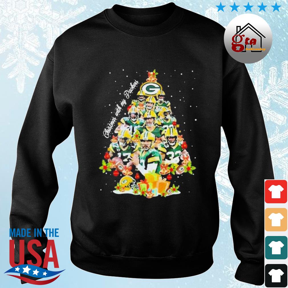 Green Bay Packers team Christmas with my Packers signatures tree 2022 shirt,  hoodie, sweater, long sleeve and tank top