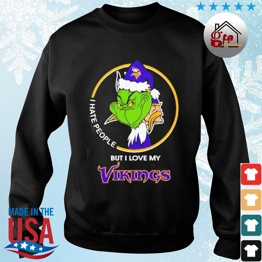 Grinch I Hate People But I Love Minnesota Vikings Christmas 2022 Sweater
