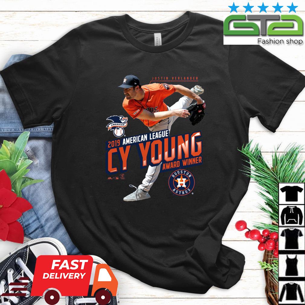 Houston Astros Justin Verlander Majestic Navy 2019 AL Cy Young Award Winner Shirt