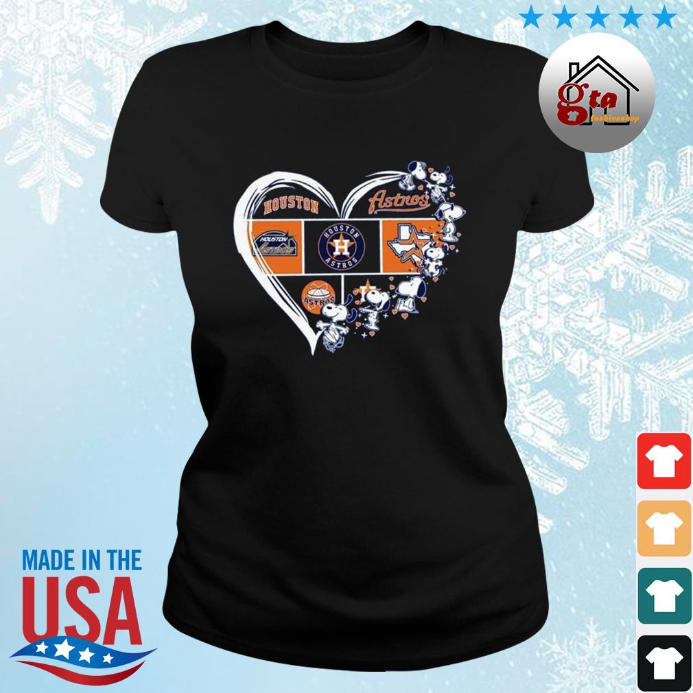 Houston Astros Snoopy Dog Heart T-Shirt - TeeNavi