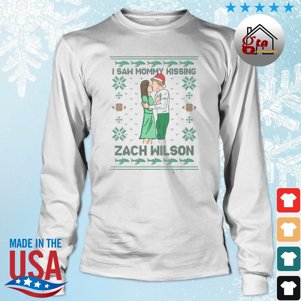 I saw mommy kissing zach wilson 2022 ugly Christmas sweater, hoodie,  sweater, long sleeve and tank top