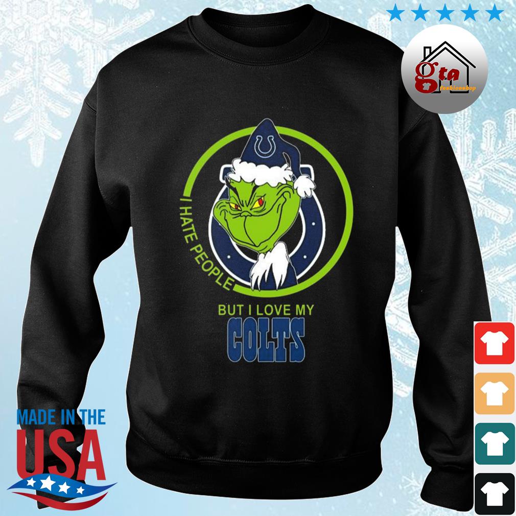 Indianapolis Colts NFL Christmas Grinch I Hate People But I Love My Favorite Football Team Sweater