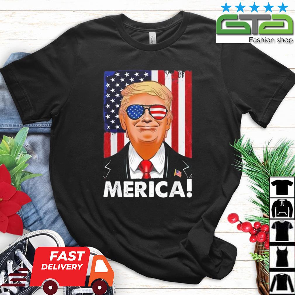 Merica Donald Trump 4th Of July USA Patriotic American Flag T-Shirt