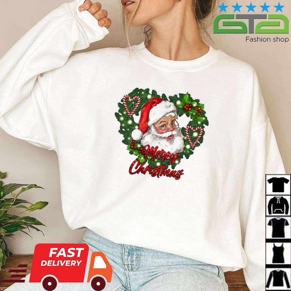 Merry Christmas Santa Wreath Sweater