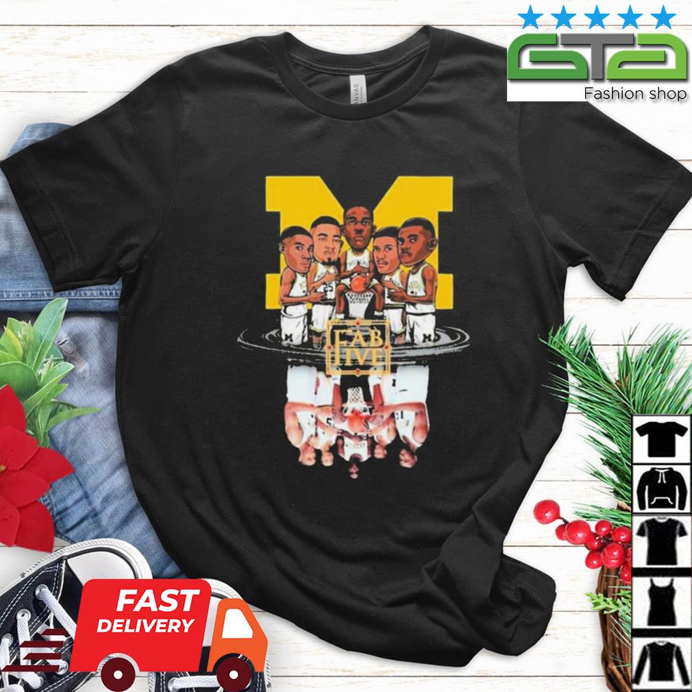 Michigan Wolverines Basketball Fab Five Water Reflection Shirt